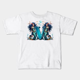 Mermaid Alphabet The Letter V Kids T-Shirt